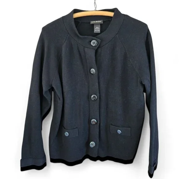 Lane Bryant Womens Black Knit Cardigan Size 18/20 100% Cotton Long Sleeve Button - Picture 1 of 7